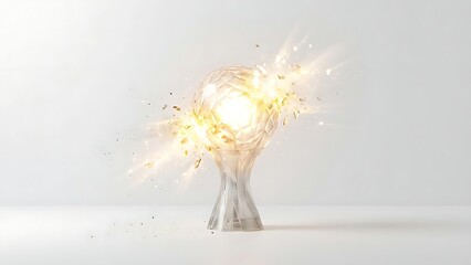 Exploding crystal sphere with bright light explosion