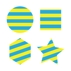 This image displays four geometric shapes arranged in a grid pattern against a white background. The shapes, from top-left to bottom-right, are a circle, square, hexagon, and five-pointed star. 