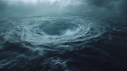 wide view of a large whirlpool in open water