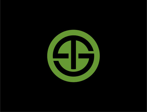 Green letters ts and g logo on a black background