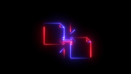 Glowing neon document exchange concept with arrows on black background .4k motion video icon . - Powered by Adobe