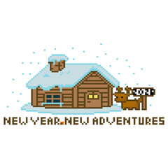 Naklejka premium New Year New Adventures Cabin