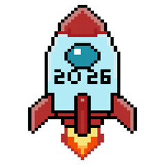 Pixel Rocket New Year 2026