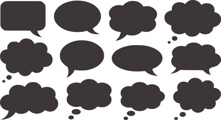 Ten different speech bubble shapes in flat chat conversation