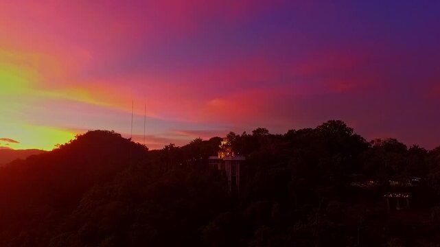 aerial view at Khao Rang viewpoint in twilight.
Khao Rang viewpoint tower is a popular landmark in Phuket town it is on 
Tung Ka hill in central of Phuket town. cityscape background.
