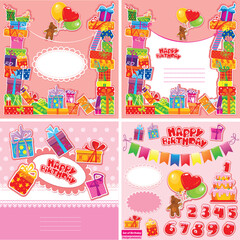 Colorful Birthday Gift Card Template Set