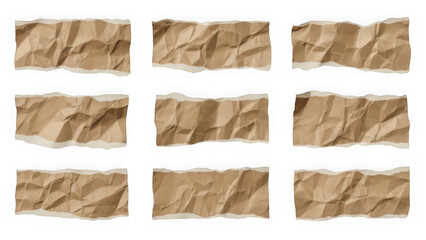 Obraz premium Crinkled paper strips isolated on transparent background