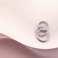 Minimalist 3D Abstract Geometric Background - Interlocking White Rings on Soft Pink Fluid Waves