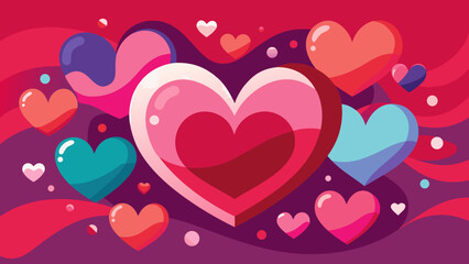 Colorful hearts on vibrant background