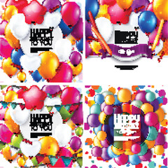 Colorful Happy Birthday Card Set