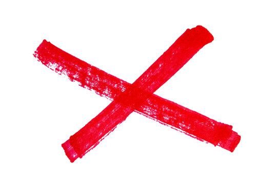 Hand drawn red x sign on transparent background