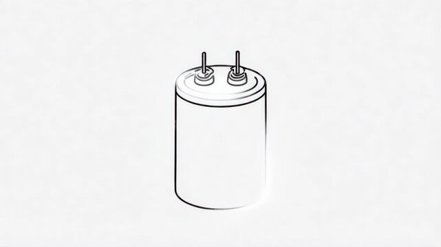 Simple Line Drawing of Electronic Capacitor Component.