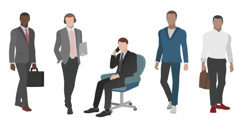 Diverse group of stylish men in business and casual attire depicted