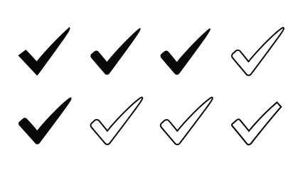 Collection of black and outline check marks displayed in a grid pattern © Momtaj