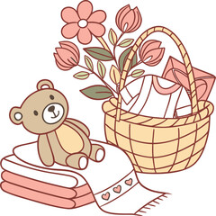 teddy bear with flowers