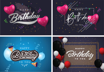 Happy Birthday Greeting Card Set