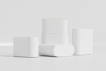 Cosmetic foundation Stick mockup, twist up Sunscreen stick packaging, white plastic Push up Deodorant Tube with cap, mini size oval shape Rotating solid skincare cream container, 10 ml cheek blush