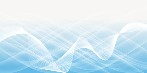 Obraz premium Abstract white wavy glowing lines on a blue background. Futuristic digital high-technology pattern. Health Care concept. Vector illustration