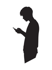 silhouette of a boy playing smartphone