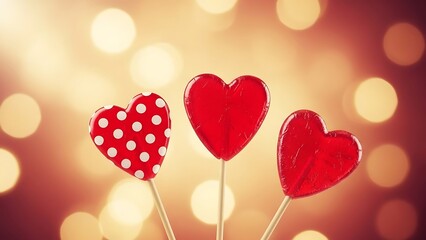 Heart-shaped lollipops on sticks