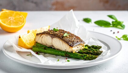 Sea Bass en Papillote. French Fine Dining Set Up