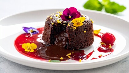 Chocolate Fondant. French Fine Dining Set Up
