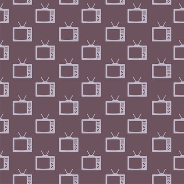 Old TV screen seamless pattern isolated on color  background