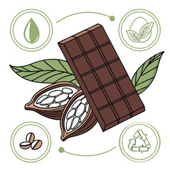 set of autumn leaves and fruits