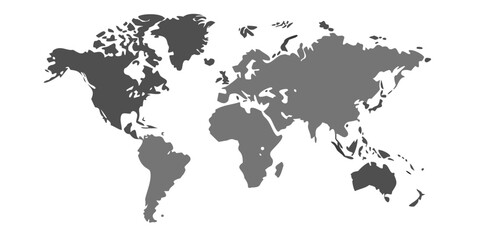 Obraz premium A grayscale depiction of the world map showing continents and oceans