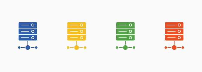 Server Icon Set Color Multiple Style Collection Element For Design
