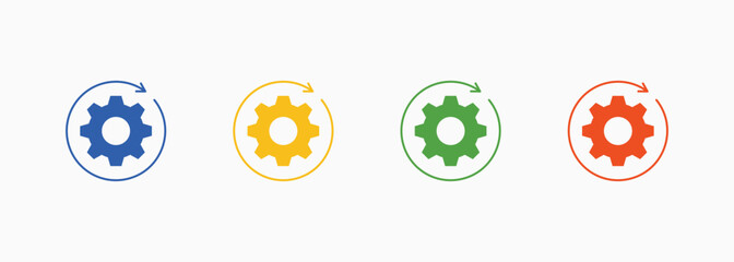 Process Icon Set Color Multiple Style Collection Element For Design