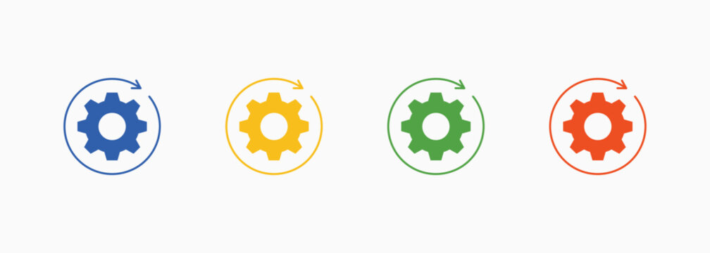 Process Icon Set Color Multiple Style Collection Element For Design