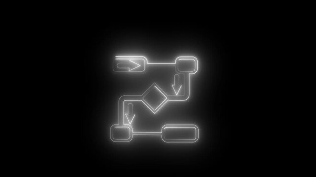 Neon flowchart animation depicting process mapping and workflow diagram with decision making steps optimized for business logic and system visualization