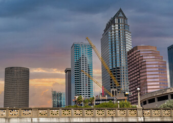 Construction site with cranes, Tampa Bay Florida