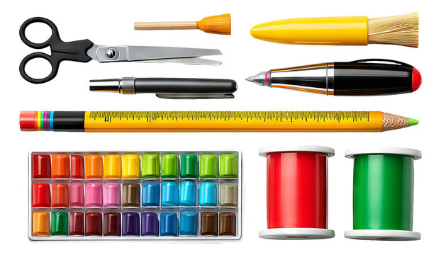 Colorful Crafting Tools and Supplies for Creative DIY Projects in a Studio Setting