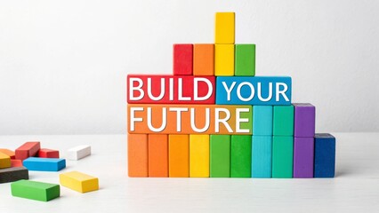 Colorful Blocks Forming Words Build Your Future on White