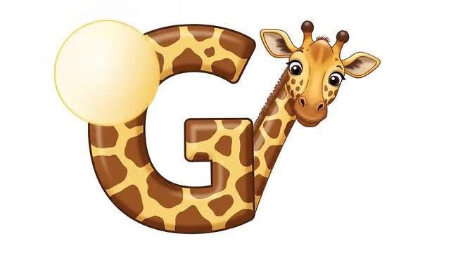 Cute Giraffe-Themed Letter G Illustration for Childrens Learning and Alphabet Fun.