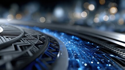 A blue and black design with a zigzag pattern