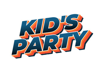 Colorful text design for a kids party event, featuring bold typography with playful style