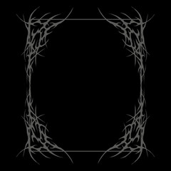 Abstract neo tribal gothic frame vector, symmetry sharp branches design in dark background