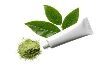 Pure herbal face treatment tube isolated on transparent background