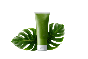 Herbal skincare cream mask tube isolated on transparent background