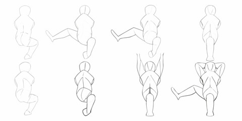 Dynamic human figure poses sketching references for movement and anatomy study