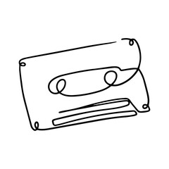 cassette one line art doodle vector illustration