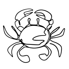 crab one line art doodle vector illustration