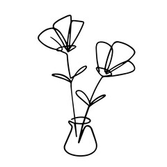 flower one line art doodle vector illustration