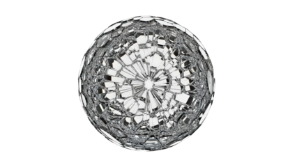 Shiny crystal sphere with geometric facets and reflective surfaces
