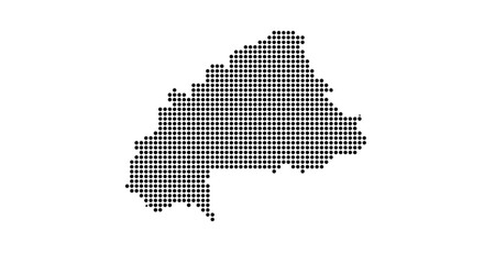 Black dotted map of a geographical region or country displayed as a collection of small circular points on a white background.