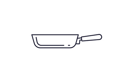 Minimalist black outline drawing of a large kitchen cleaver knife with a handle for chopping meat and vegetables on white.