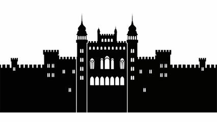 Silhouette of a Majestic Castle with Towers and Battlements. © Ewing